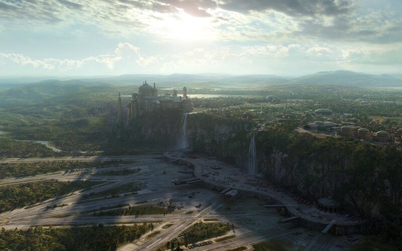 Aerial view of a futuristic city