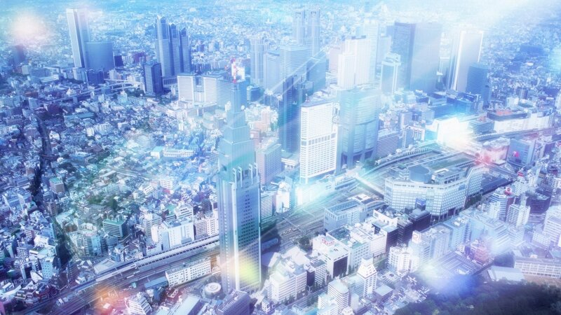 aerial view of a futuristic city