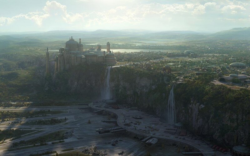 aerial view of a futuristic city