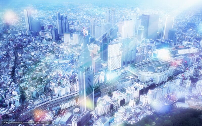 Aerial view of a futuristic city
