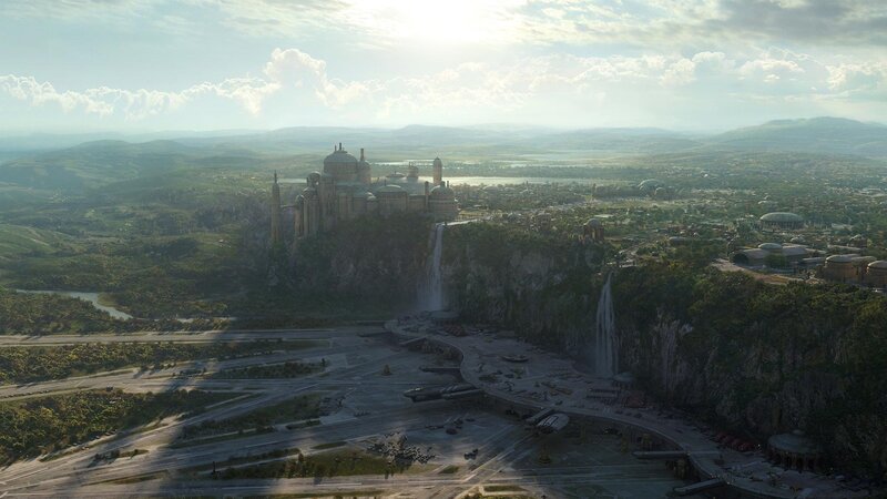 aerial view of a futuristic city