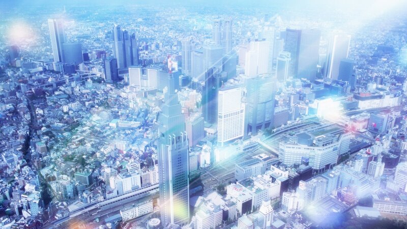 aerial view of a futuristic city