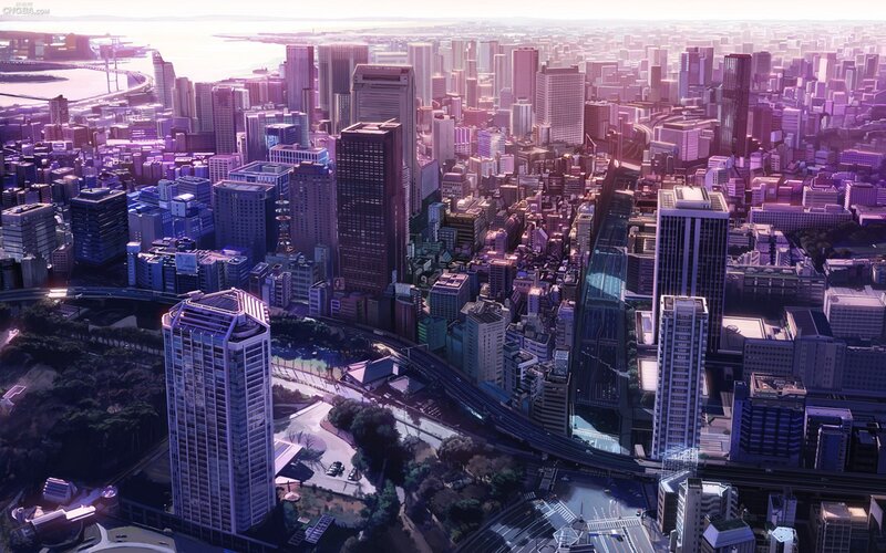aerial view of a futuristic city