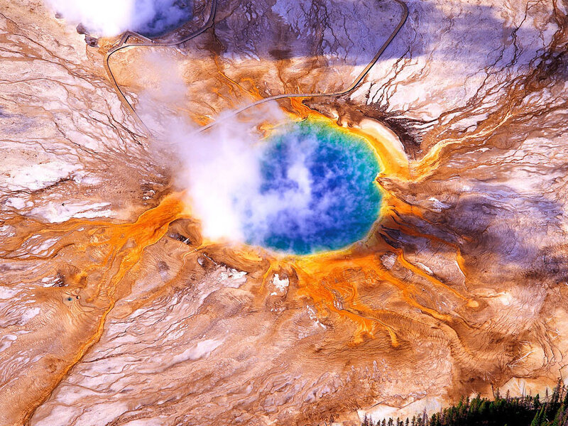 Aerial view of a geothermal spring
