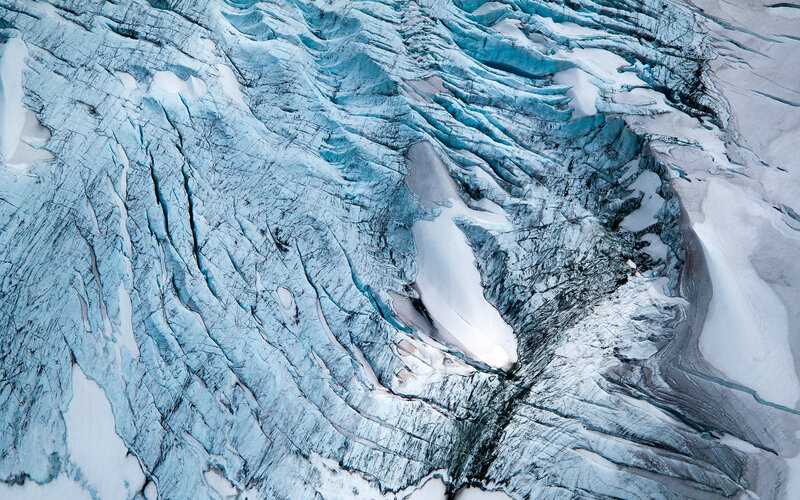 Aerial view of a glacier