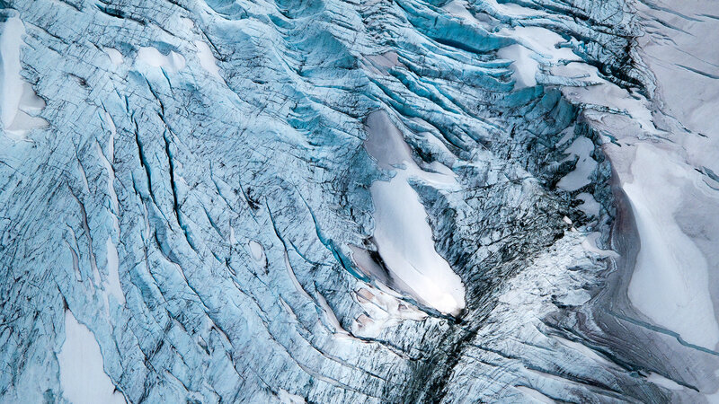 Aerial view of a glacier