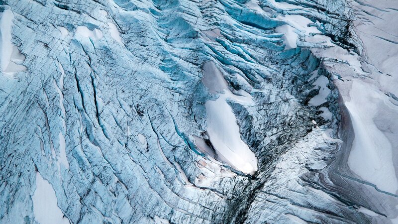 Aerial view of a glacier
