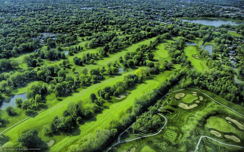 Aerial view of a golf course
