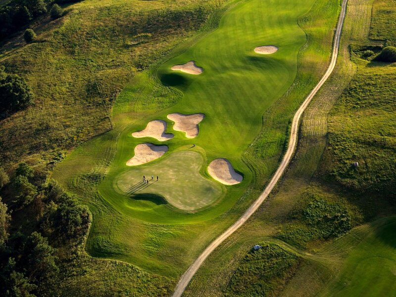 Aerial view of a golf course