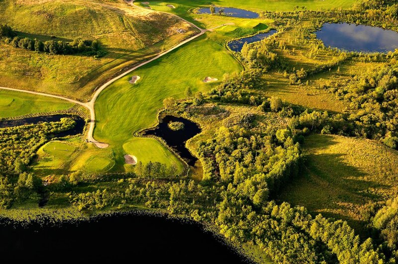 Aerial view of a golf course