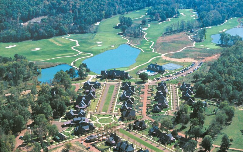 Aerial view of a golf resort