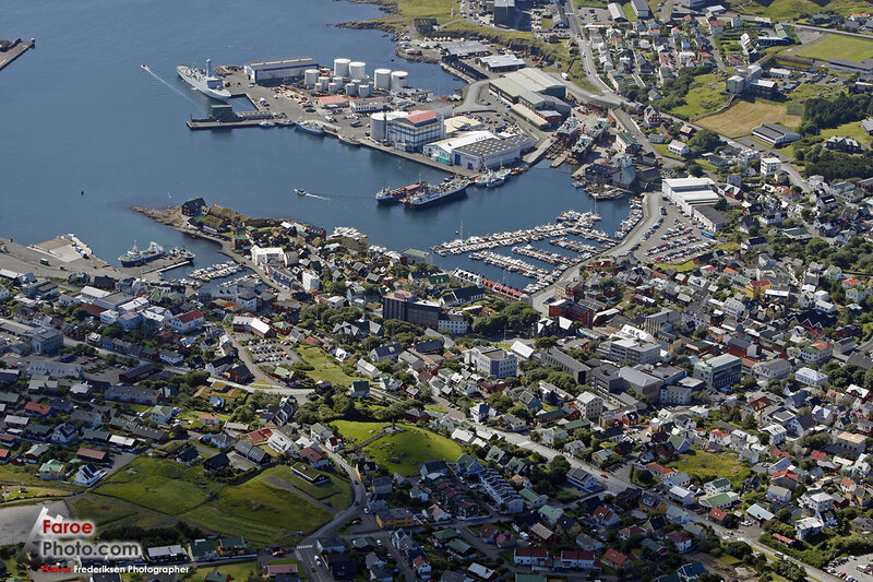 Aerial View of a Harbor Town