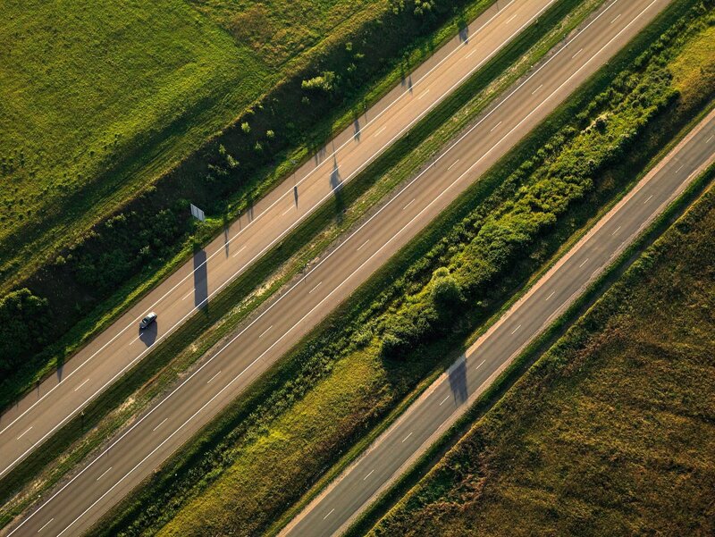 Aerial view of a highway