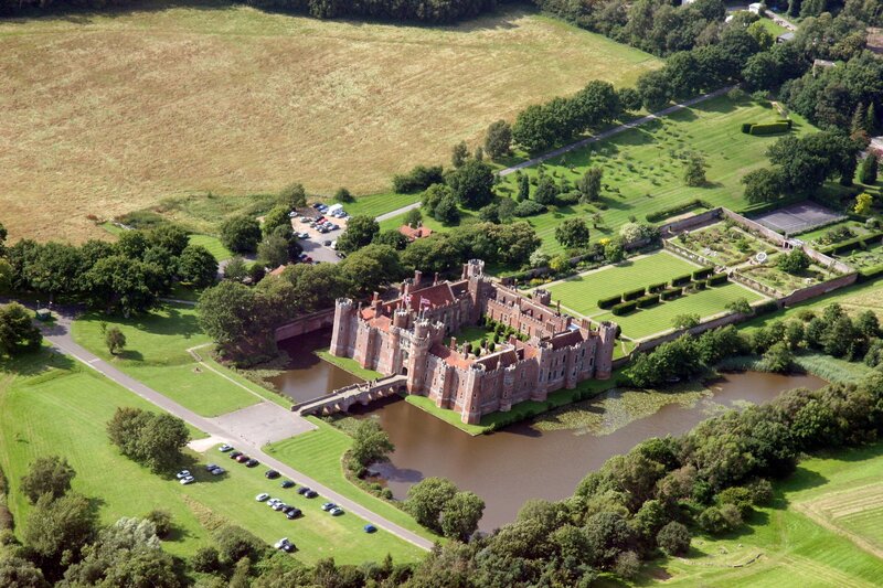 Aerial view of a historic castle