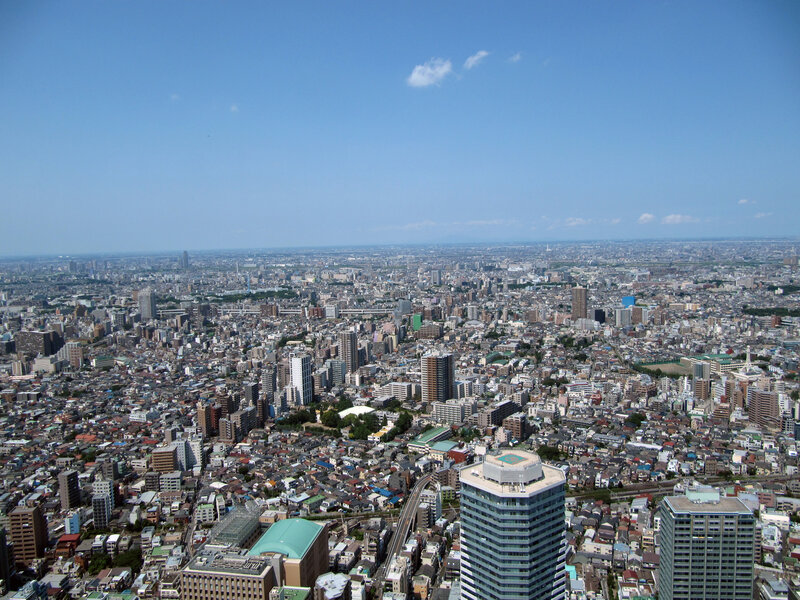 Aerial view of a Japanese city
