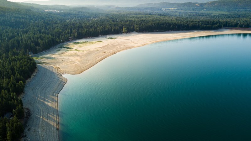 Aerial View of a Lake — Blue, Serene, Morning