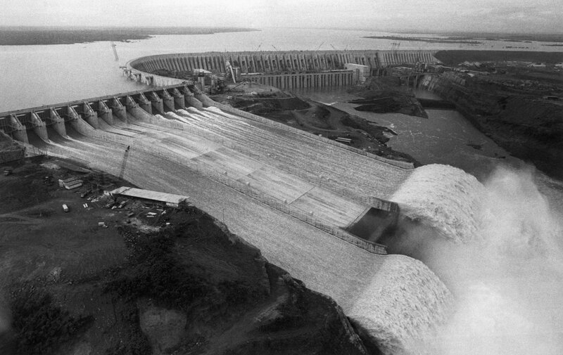 Aerial view of a large dam