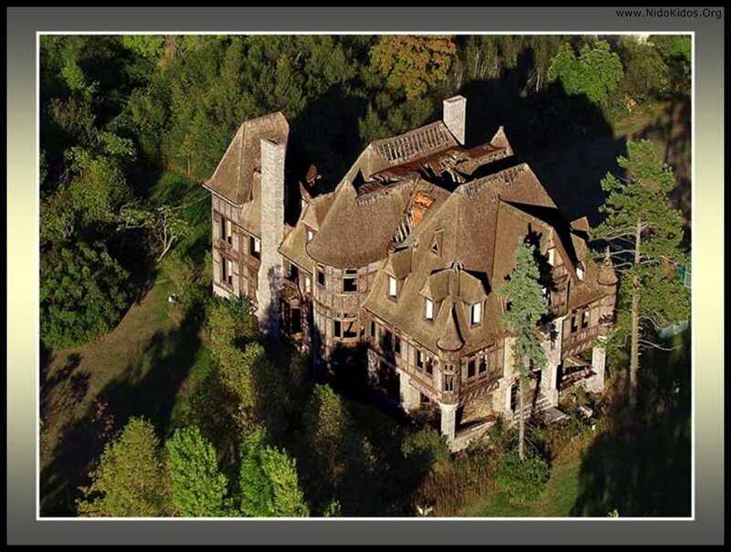 Aerial view of a large house