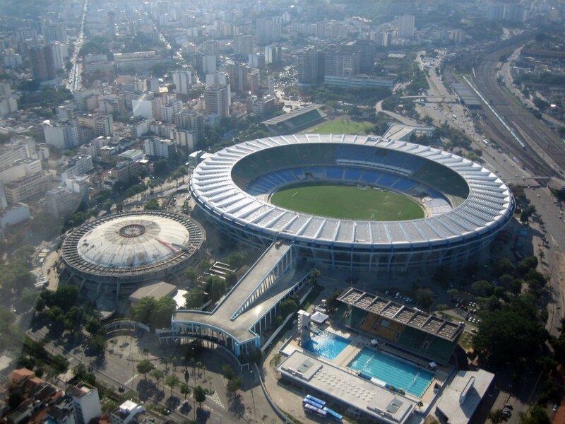 Aerial view of a large stadium