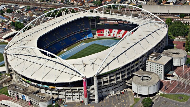Aerial view of a large stadium