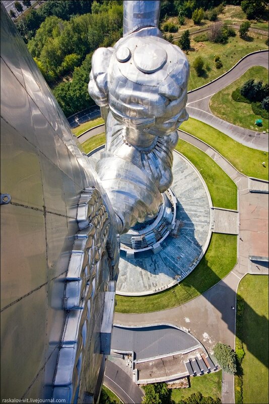 Aerial view of a large statue