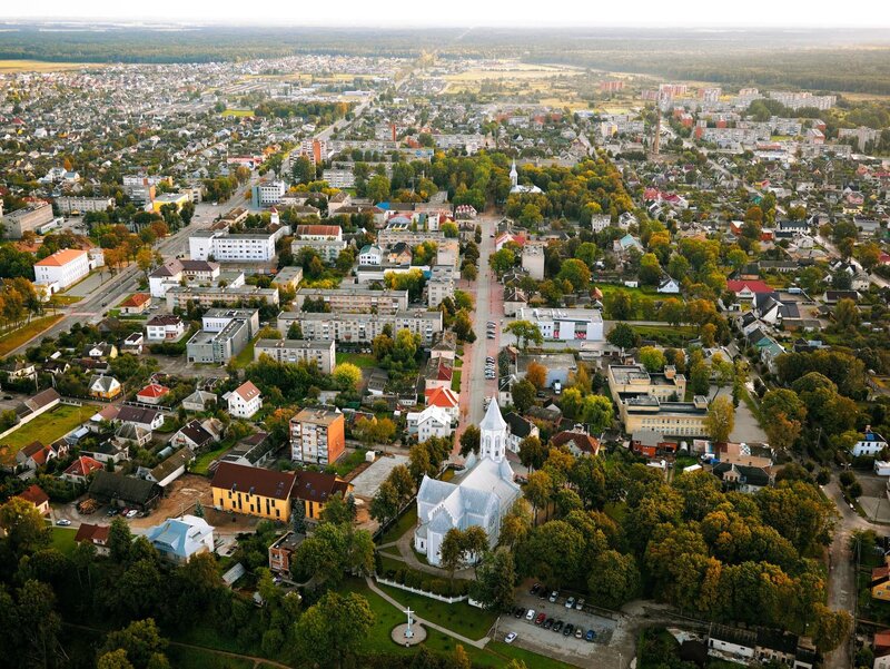 Aerial view of a Lithuanian town