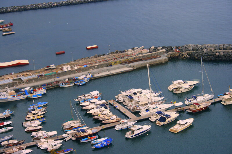 Aerial view of a marina