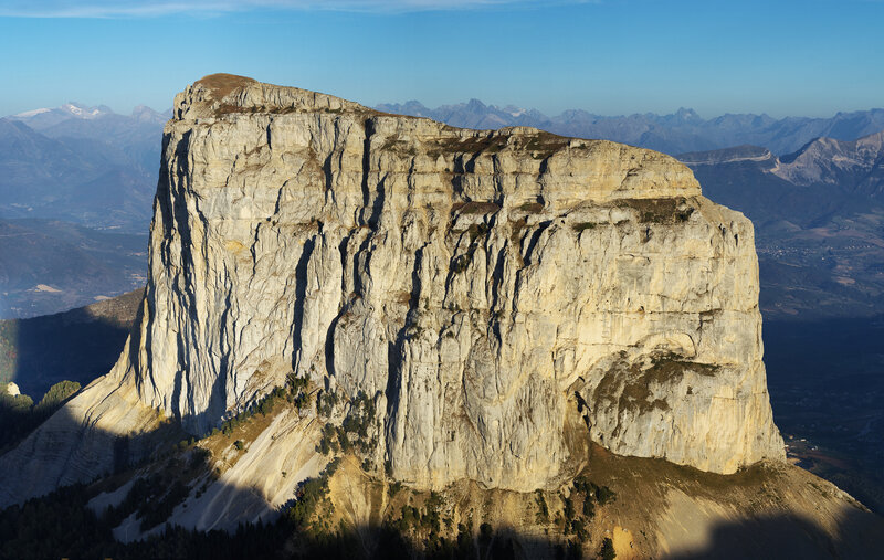 Aerial view of a massive rock formation