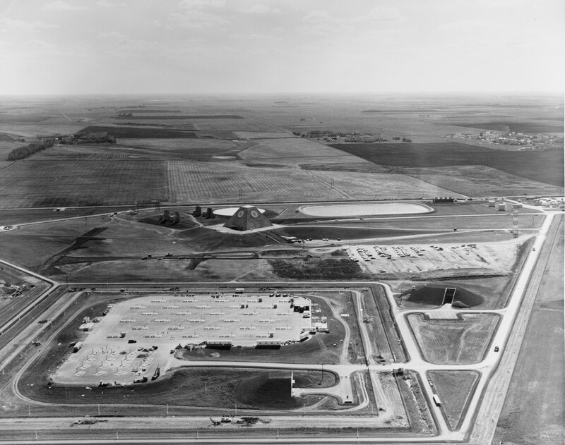 Aerial view of a military base