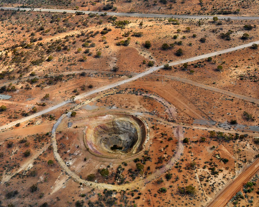 Aerial view of a mining pit