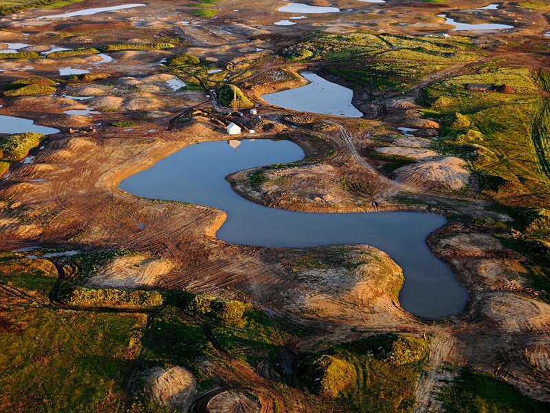 Aerial view of a mining site