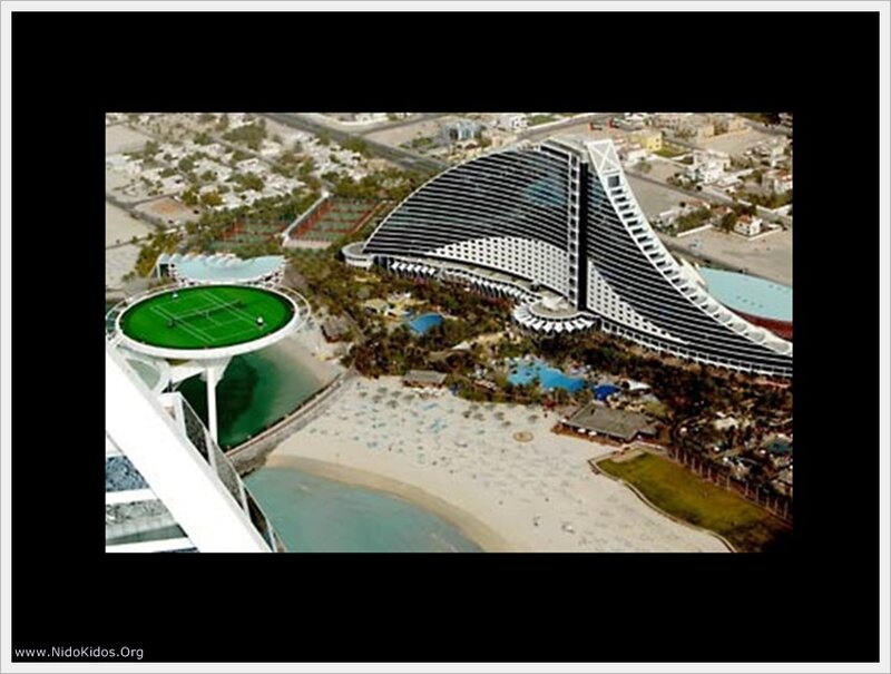 Aerial view of a modern hotel