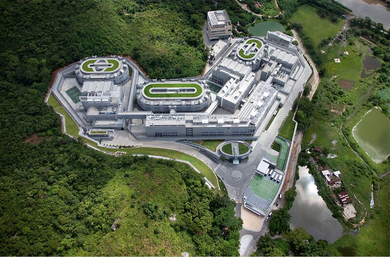 aerial view of a modern research facility