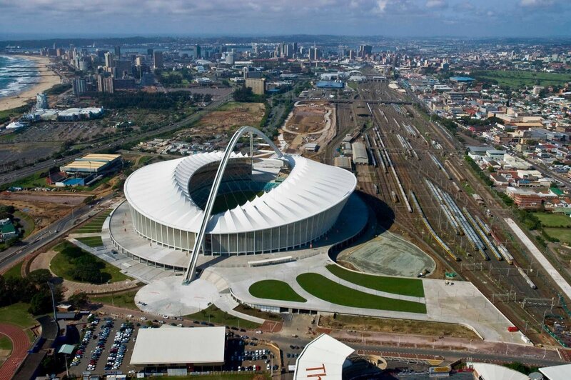 Aerial view of a modern stadium