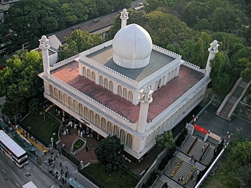 aerial view of a mosque