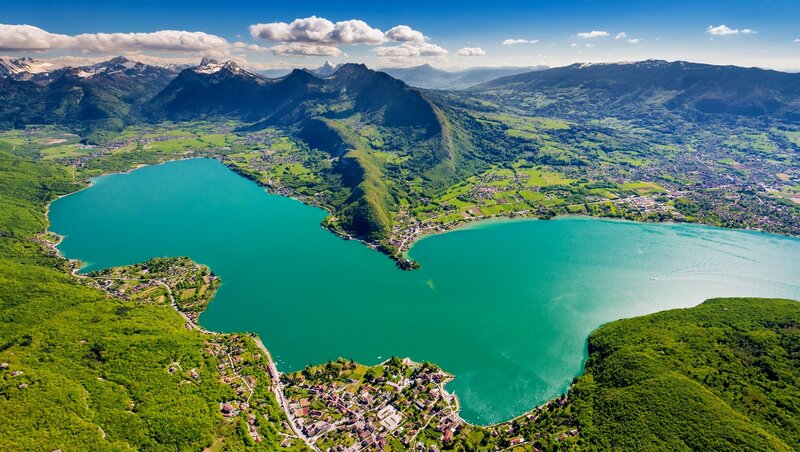 Aerial view of a mountain lake