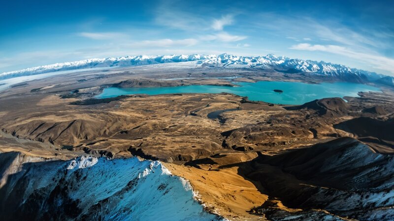 Aerial view of a mountain lake