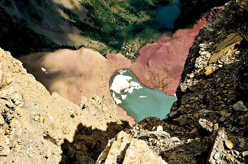 Aerial view of a mountain lake