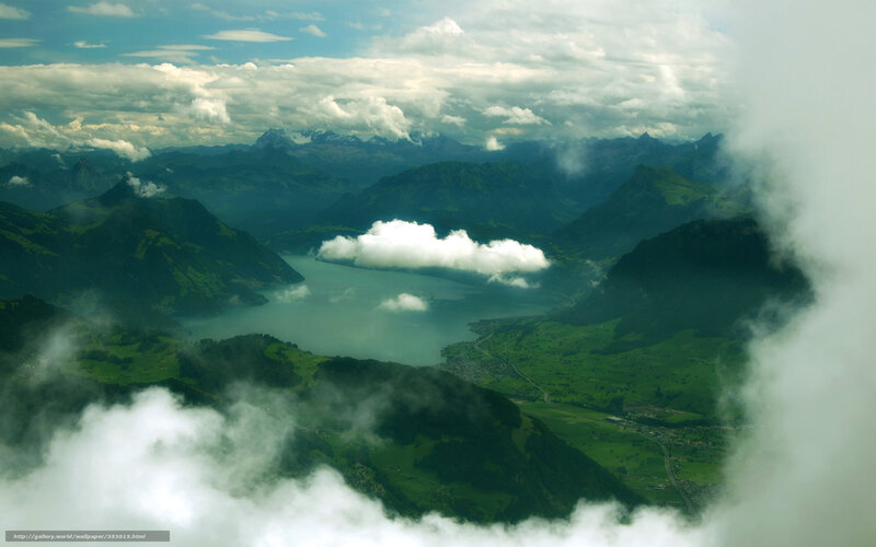 Aerial view of a mountain lake