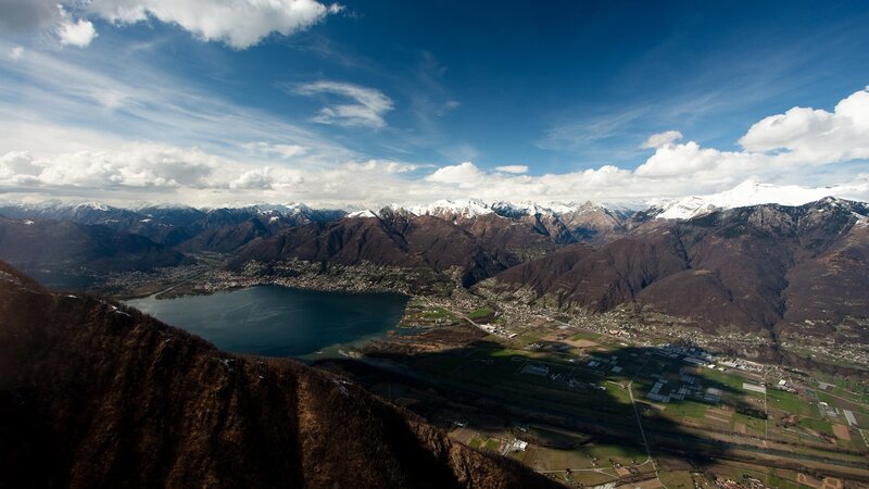 Aerial view of a mountain lake