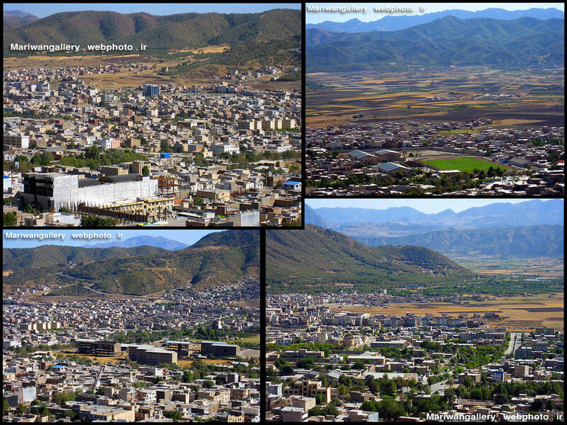 Aerial view of a mountain town