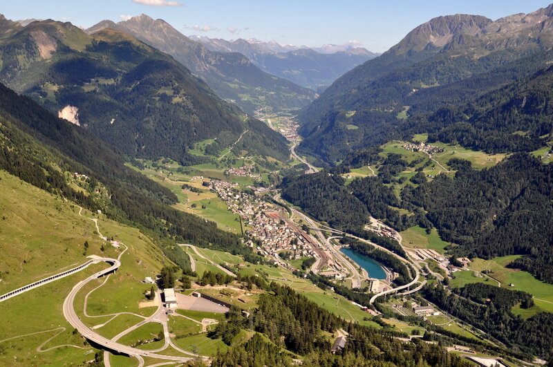 Aerial view of a mountain valley