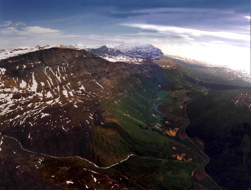 Aerial view of a mountain valley