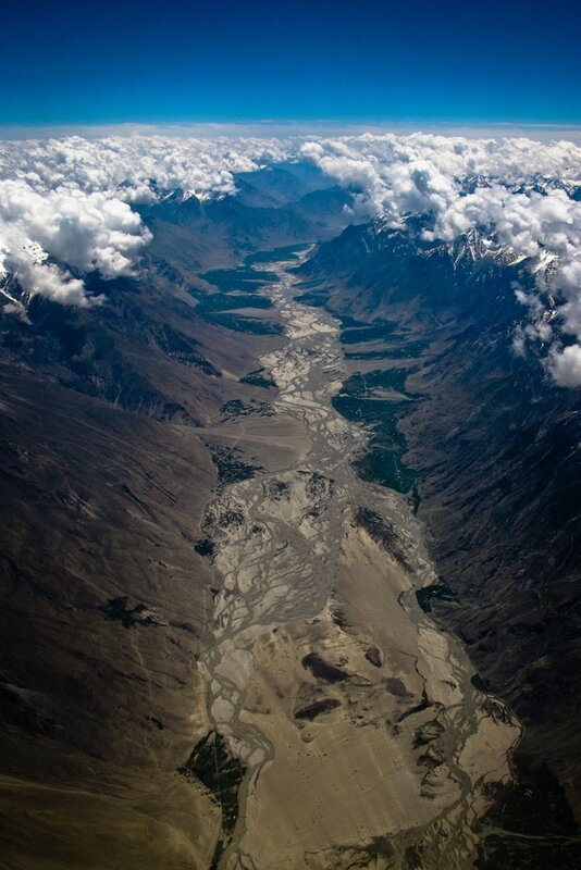 Aerial view of a mountain valley