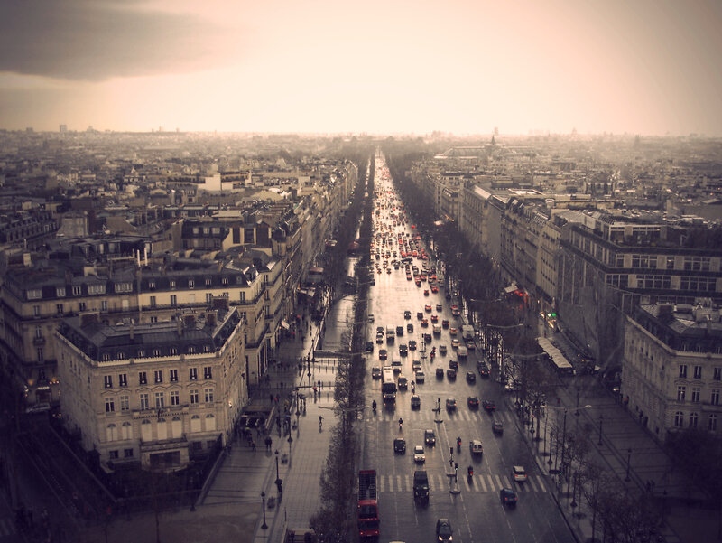 Aerial view of a Parisian avenue