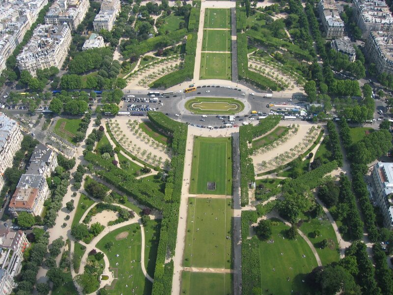 Aerial view of a Parisian park