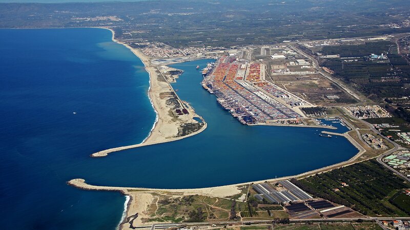 Aerial View of a Port — Blue