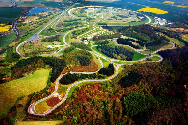 Aerial view of a race track