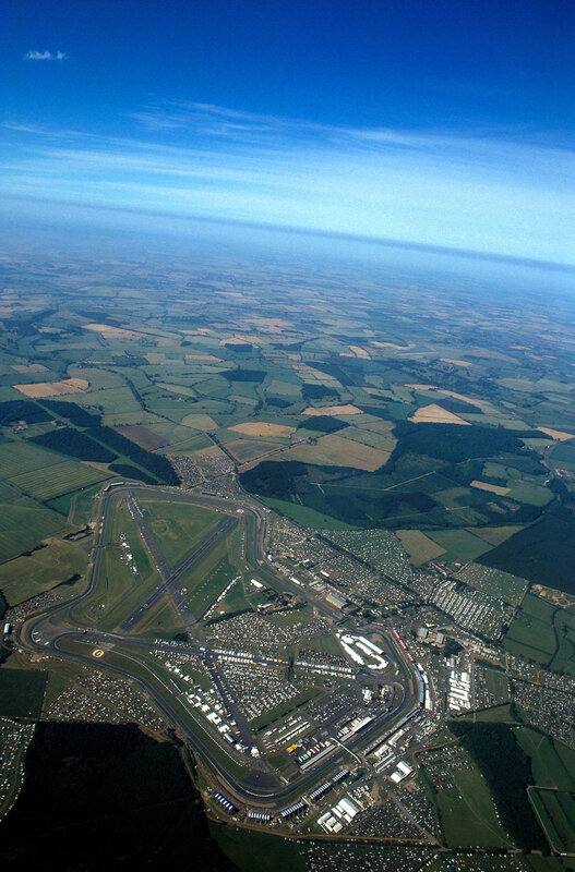 Aerial view of a race track