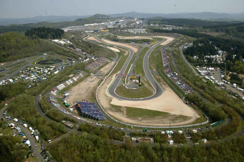 Aerial view of a race track